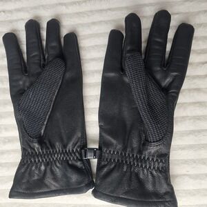 Spyder Unisex Leather Palm Knit Fleece Lined Gloves Black Winter Ski Sport